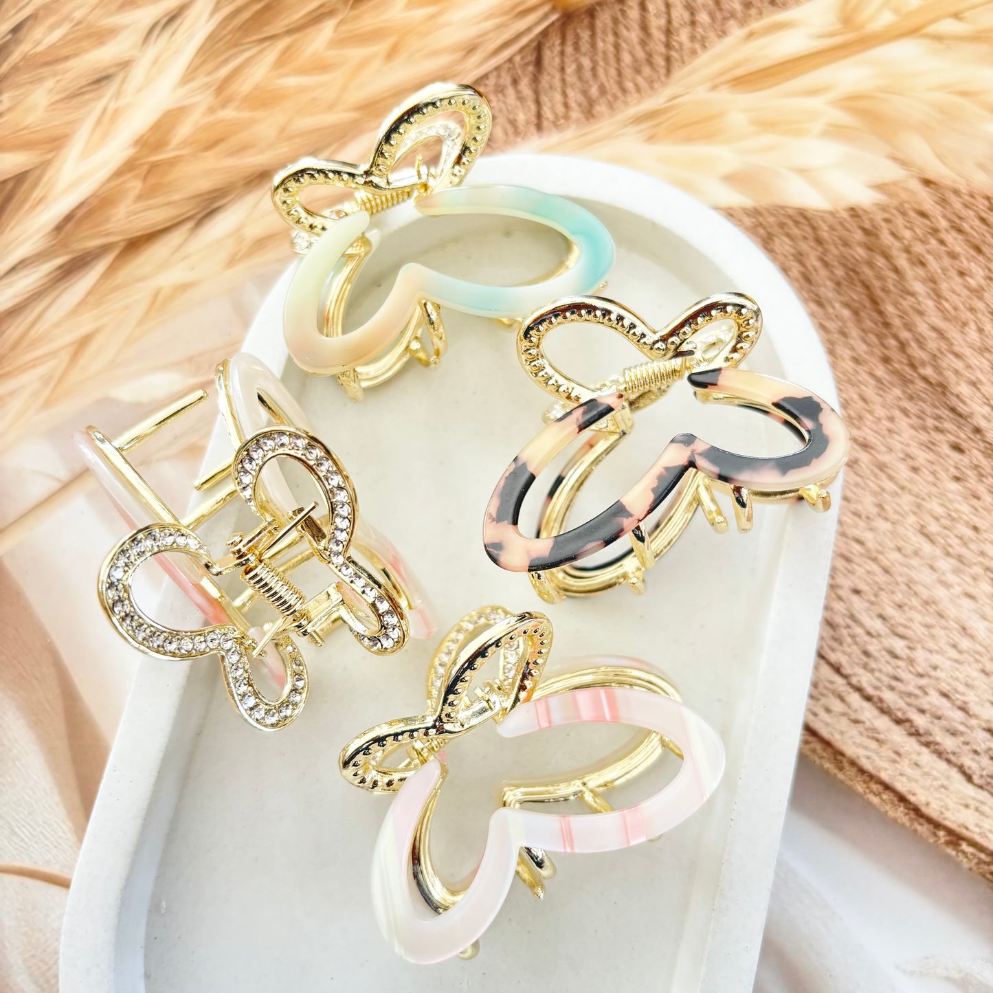 Butterfly with stone metal Clutches / Claws