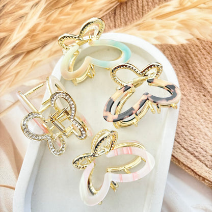 Butterfly with stone metal Clutches / Claws