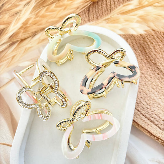 Butterfly with stone metal Clutches / Claws