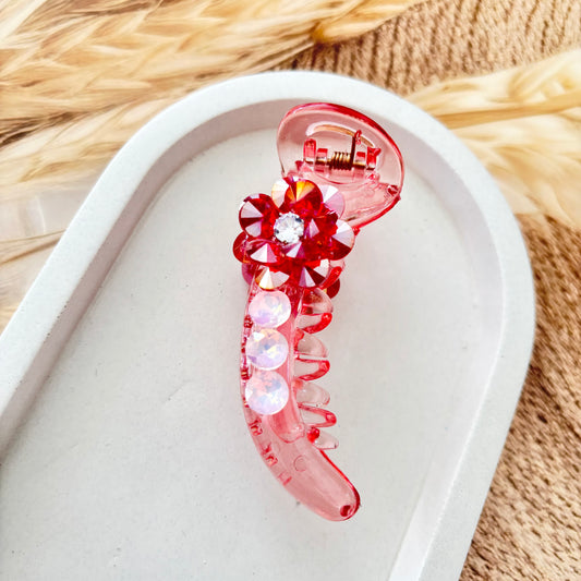 Banana Clip - Flower - Red
