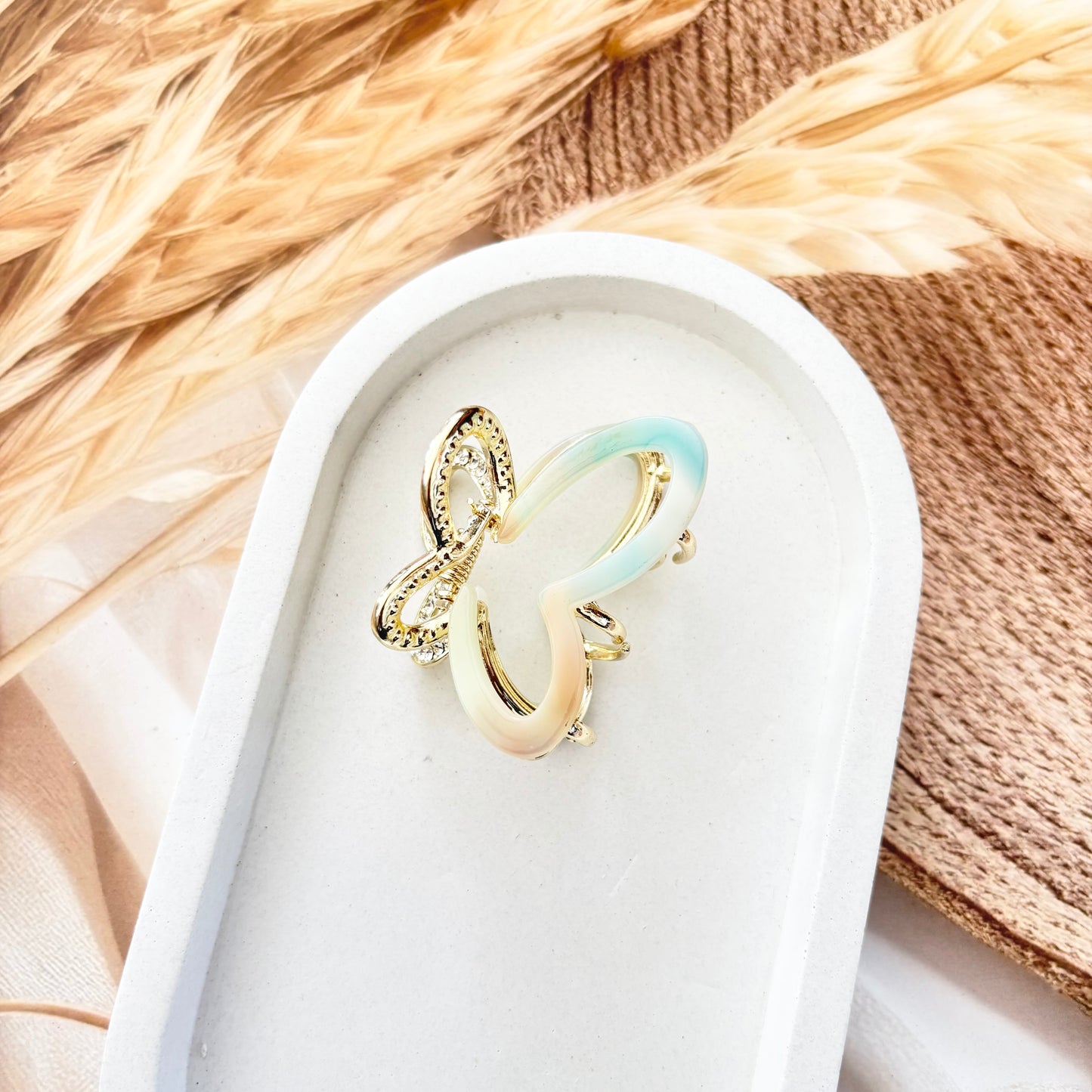 Butterfly with stone metal Clutches / Claws